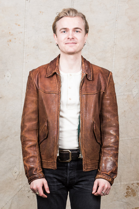 Vintage Original 1940's Swedish Leather Jacket