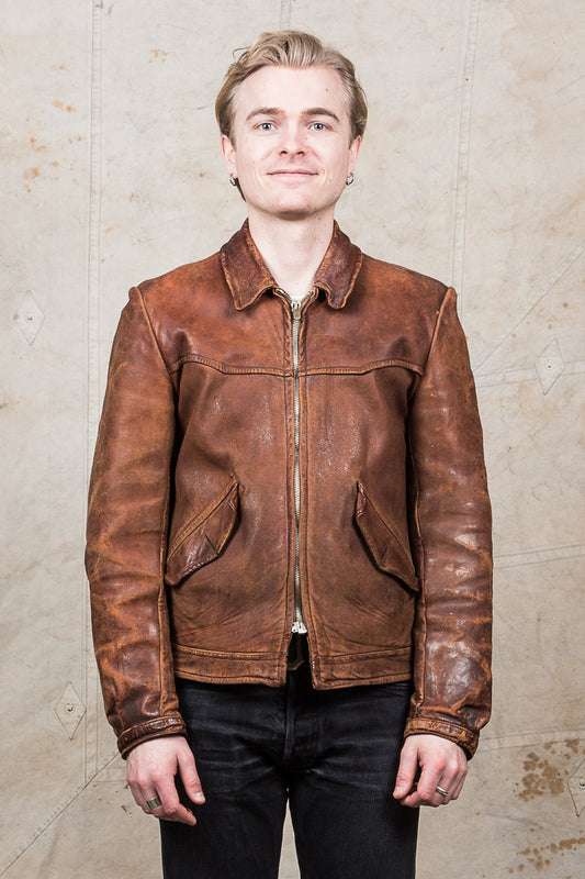 Vintage Original 1940's Swedish Leather Jacket