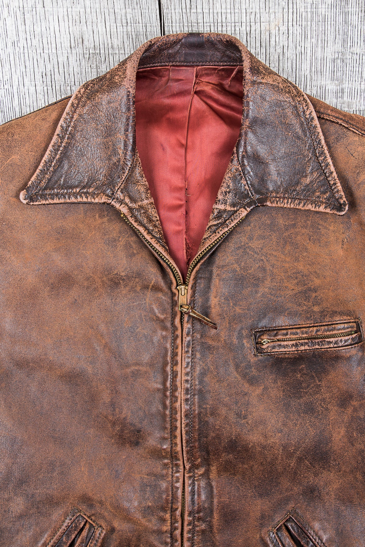 Vintage Original 40/50s Halfbelt Horsehide Leather Jacket