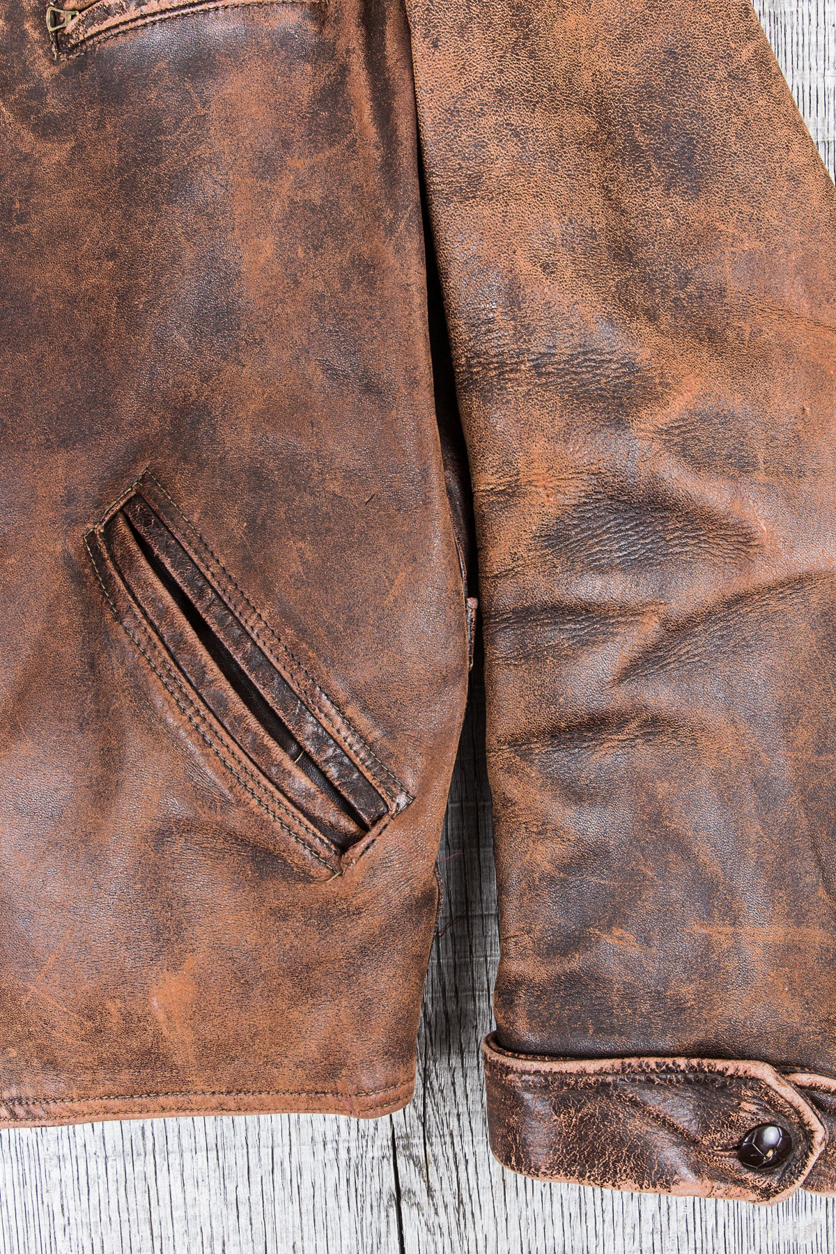 Vintage Original 40/50s Halfbelt Horsehide Leather Jacket