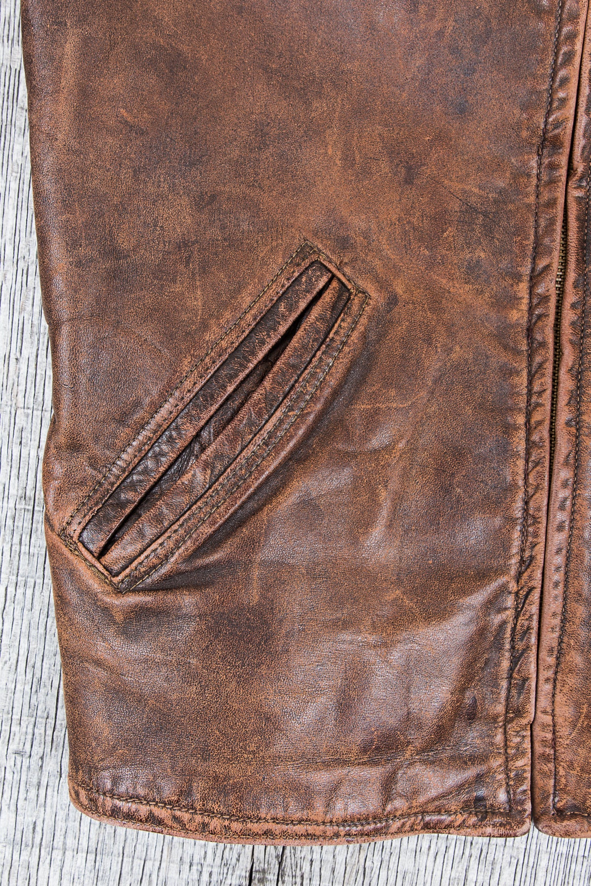 Vintage Original 40/50s Halfbelt Horsehide Leather Jacket