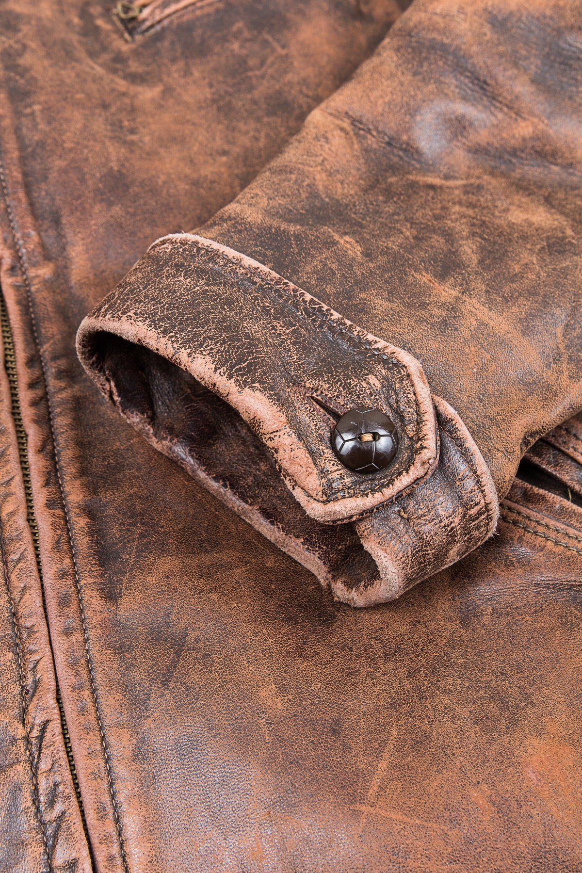 Vintage Original 40/50s Halfbelt Horsehide Leather Jacket