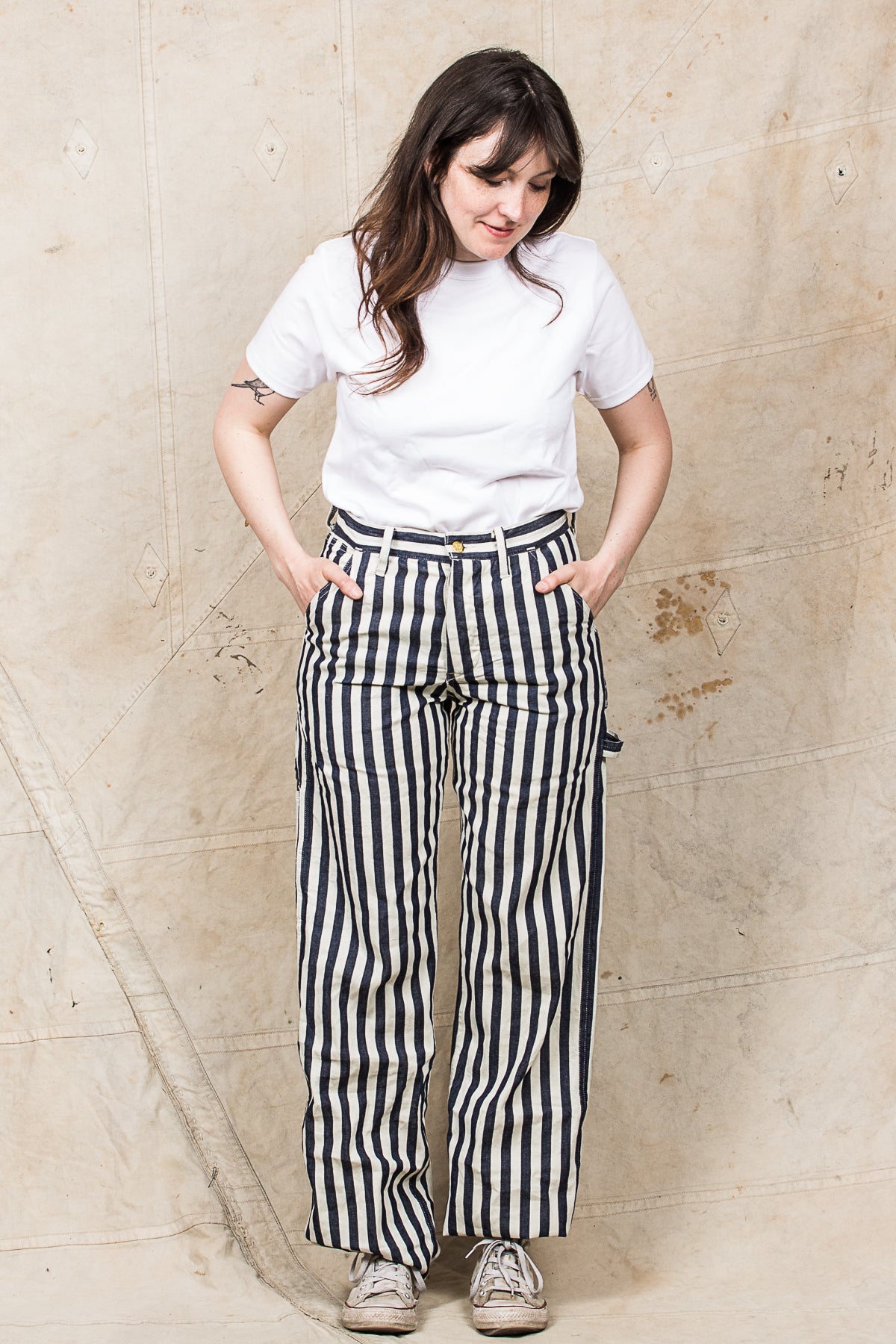 Sugar Cane & Co Headlight x Fiction Romance NOS 7oz 1/2" Indigo Stripe Work Pants