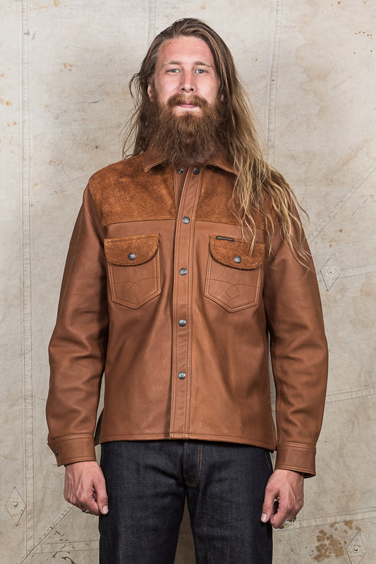 Indigofera Fargo Leather Jacket 2 Tone Cognac