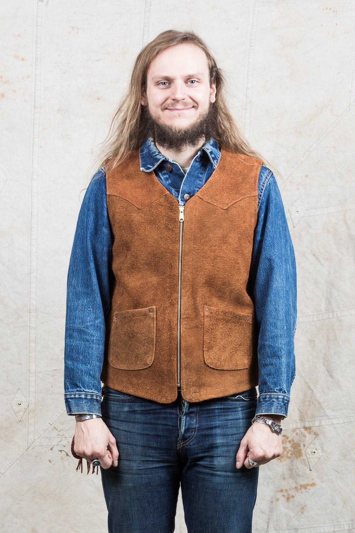 Indigofera Monroe Leather Vest Brown