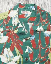 Sun Surf Rayon Hawaiian Shirt Canoe Tree Green