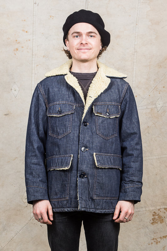 Vintage Sears Roebucks Western Wear Denim Sherpa Shearling Coat