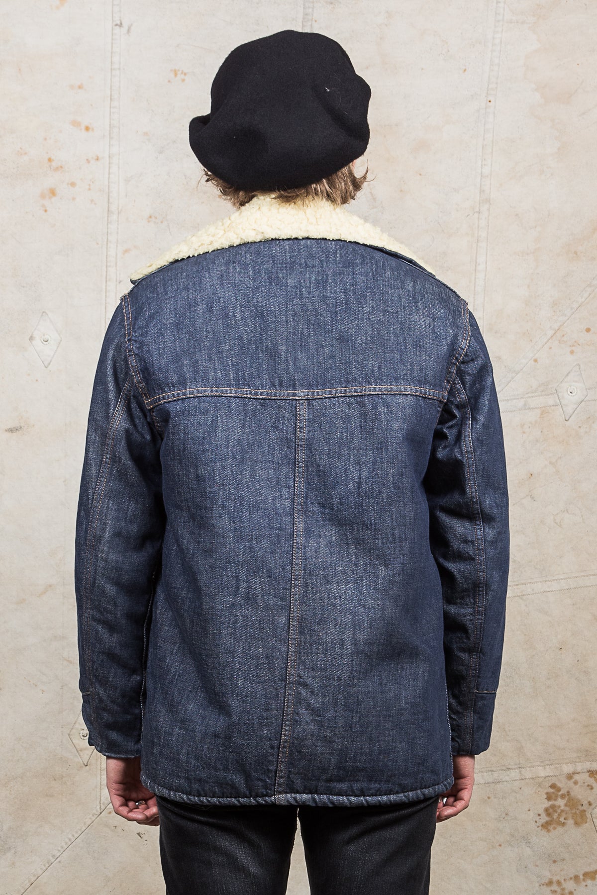 Vintage Sears Roebucks Western Wear Denim Sherpa Shearling Coat