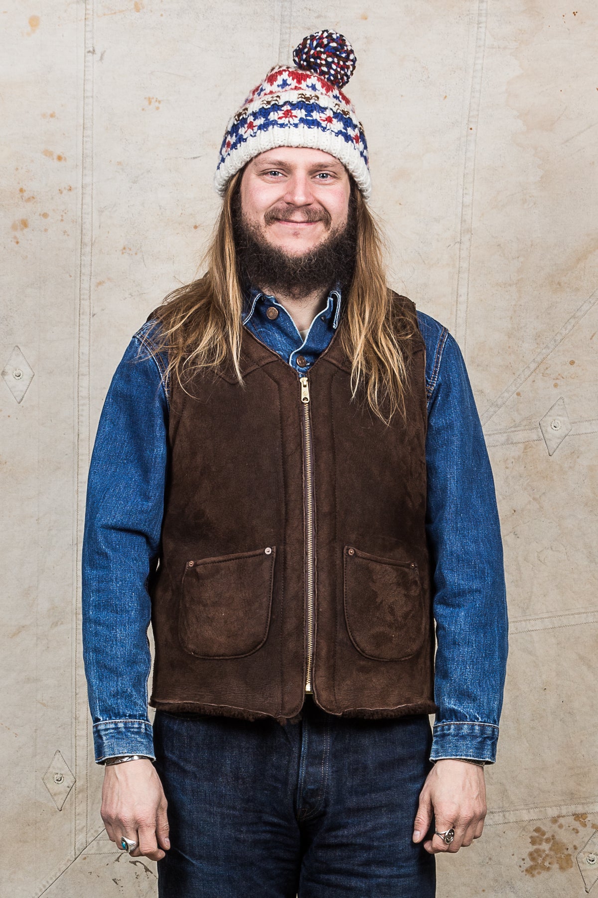 Second Hand Indigofera Monroe Shearling Leather Vest Brown
