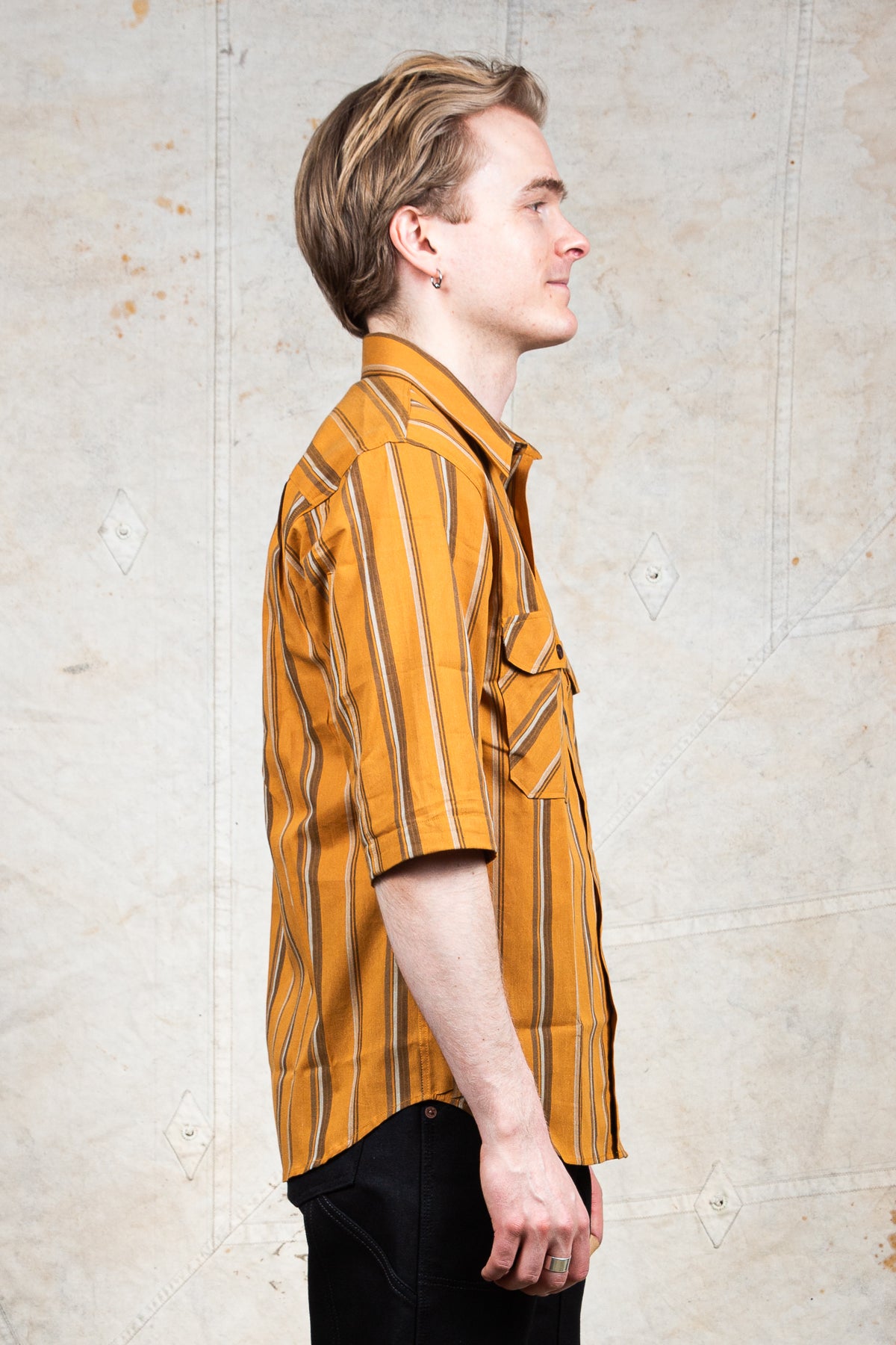 Indigofera Delray Cotton / Linen Orange and Brown Stripe