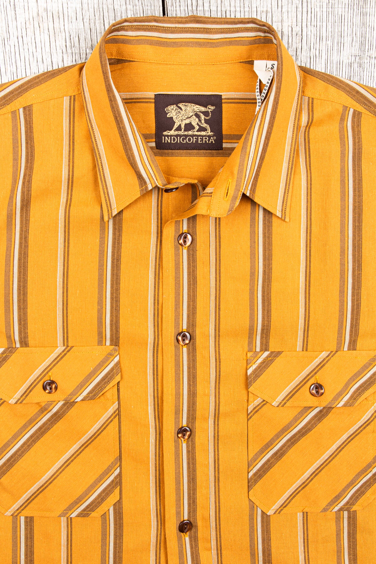 Indigofera Delray Cotton / Linen Orange and Brown Stripe