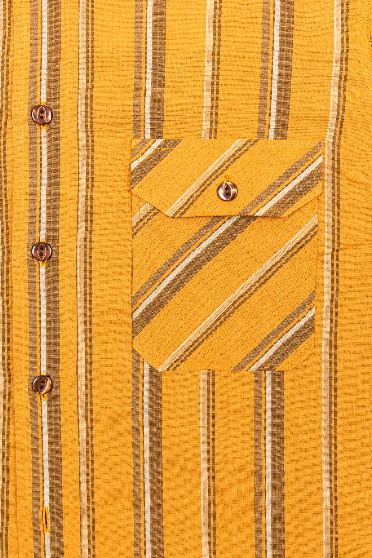 Indigofera Delray Cotton / Linen Orange and Brown Stripe