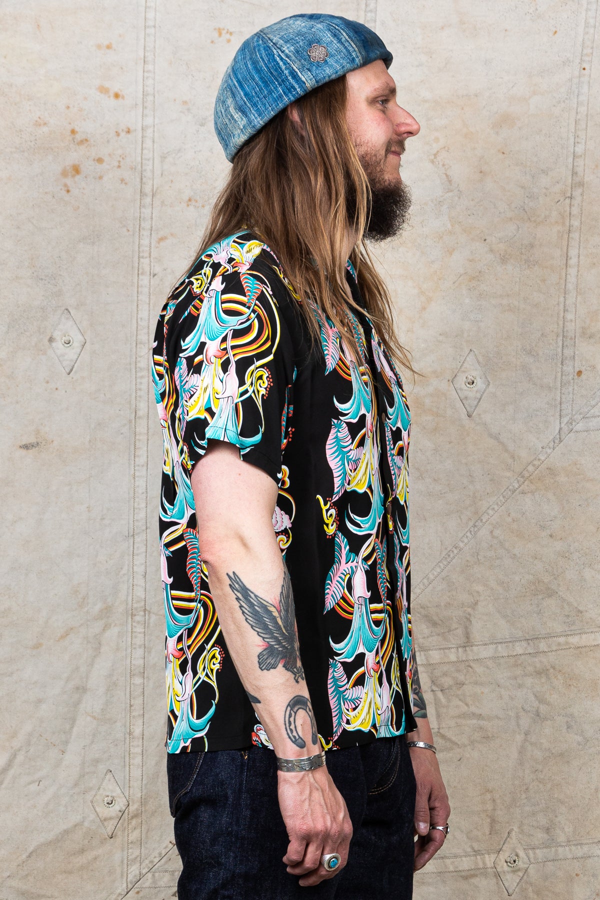Sun Surf Rayon Hawaiian Shirt Taro Leaf Angel's Trumpet