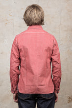 Sugar Cane & Co Long Sleeved Hickory Stripe Work Shirt Red