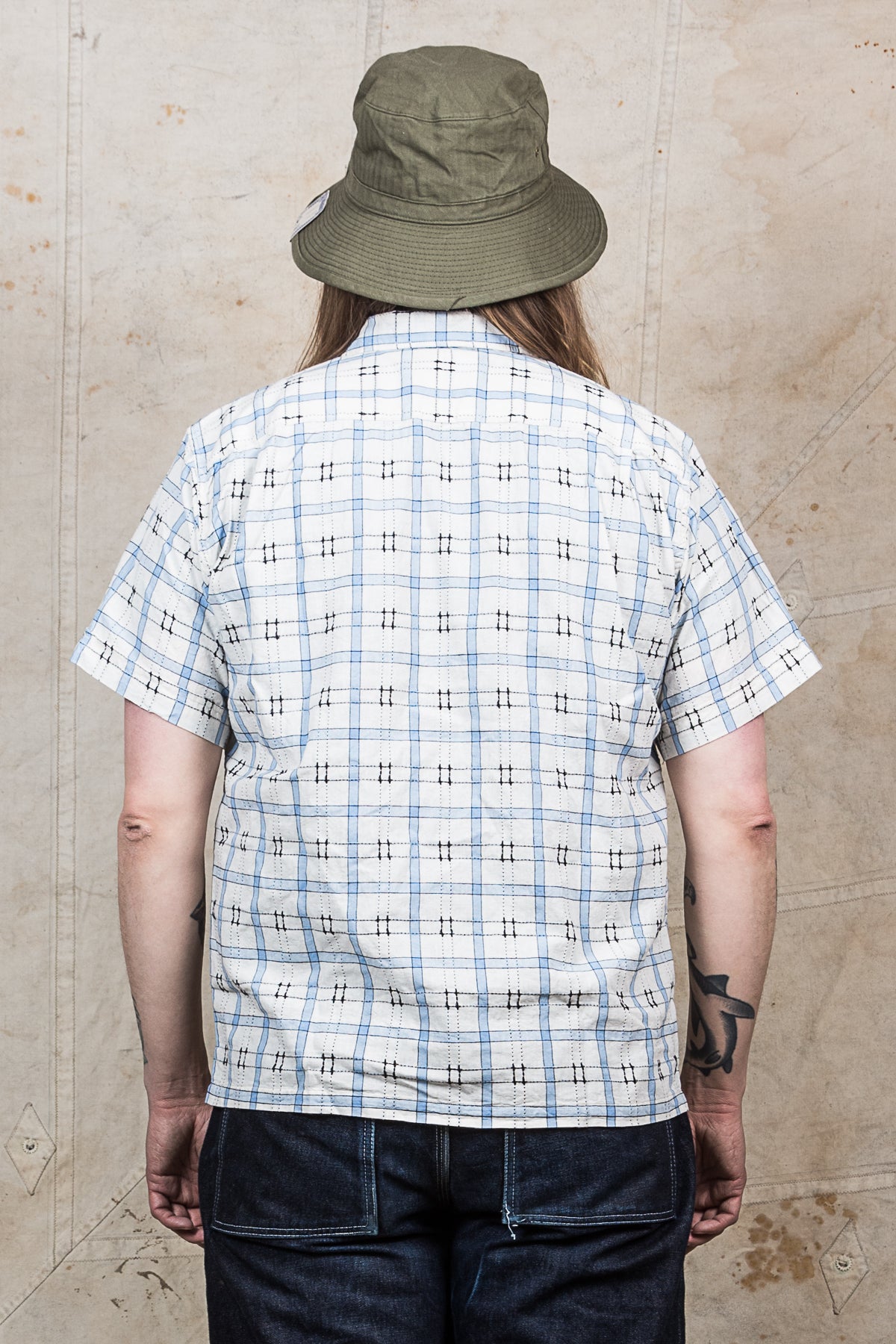 Sugar Cane & Co. Dobby Check Short Sleeve Open Shirt