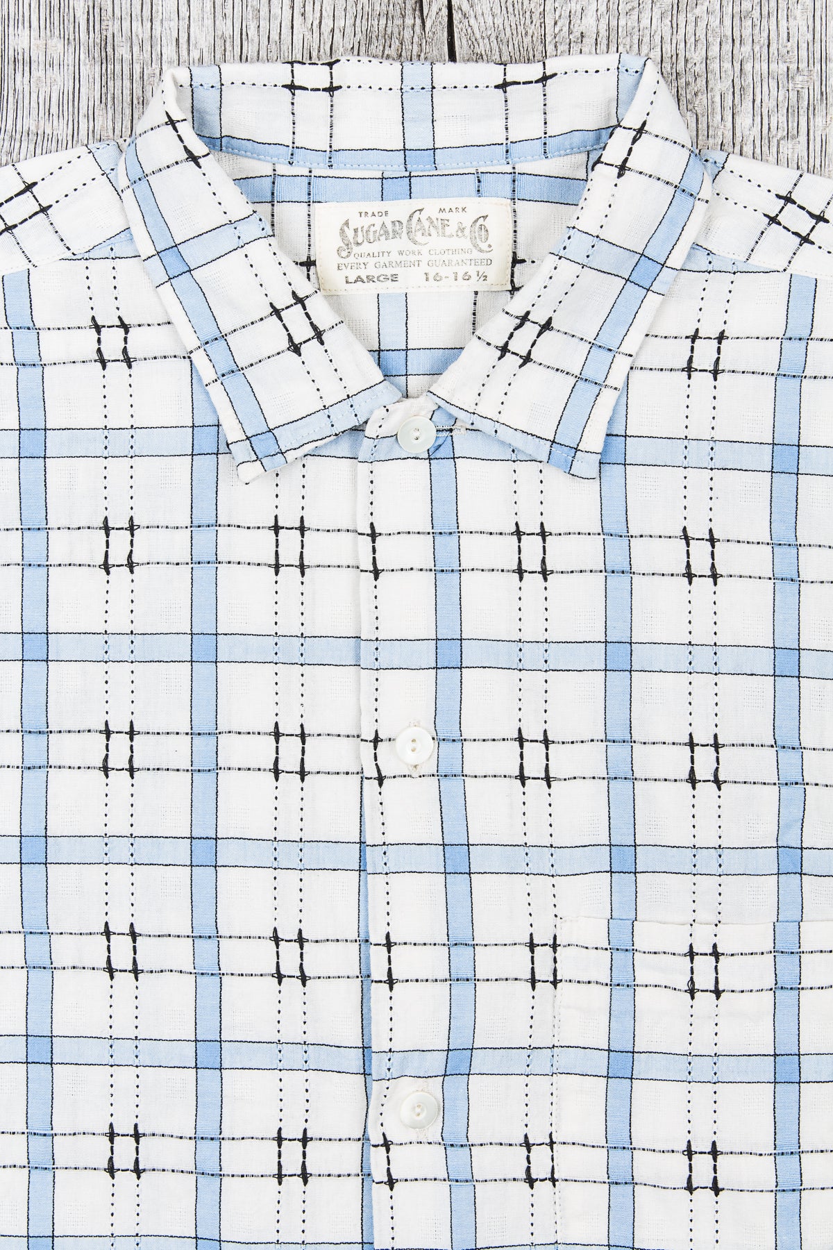 Sugar Cane & Co. Dobby Check Short Sleeve Open Shirt