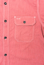 Sugar Cane & Co Long Sleeved Hickory Stripe Work Shirt Red