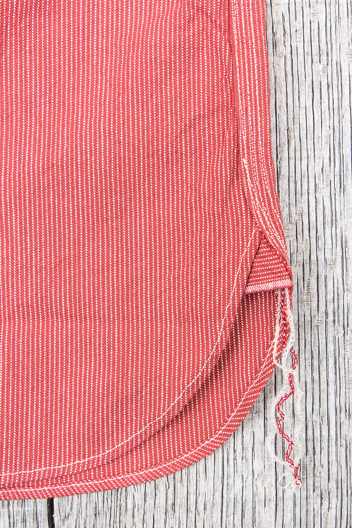 Sugar Cane & Co Long Sleeved Hickory Stripe Work Shirt Red