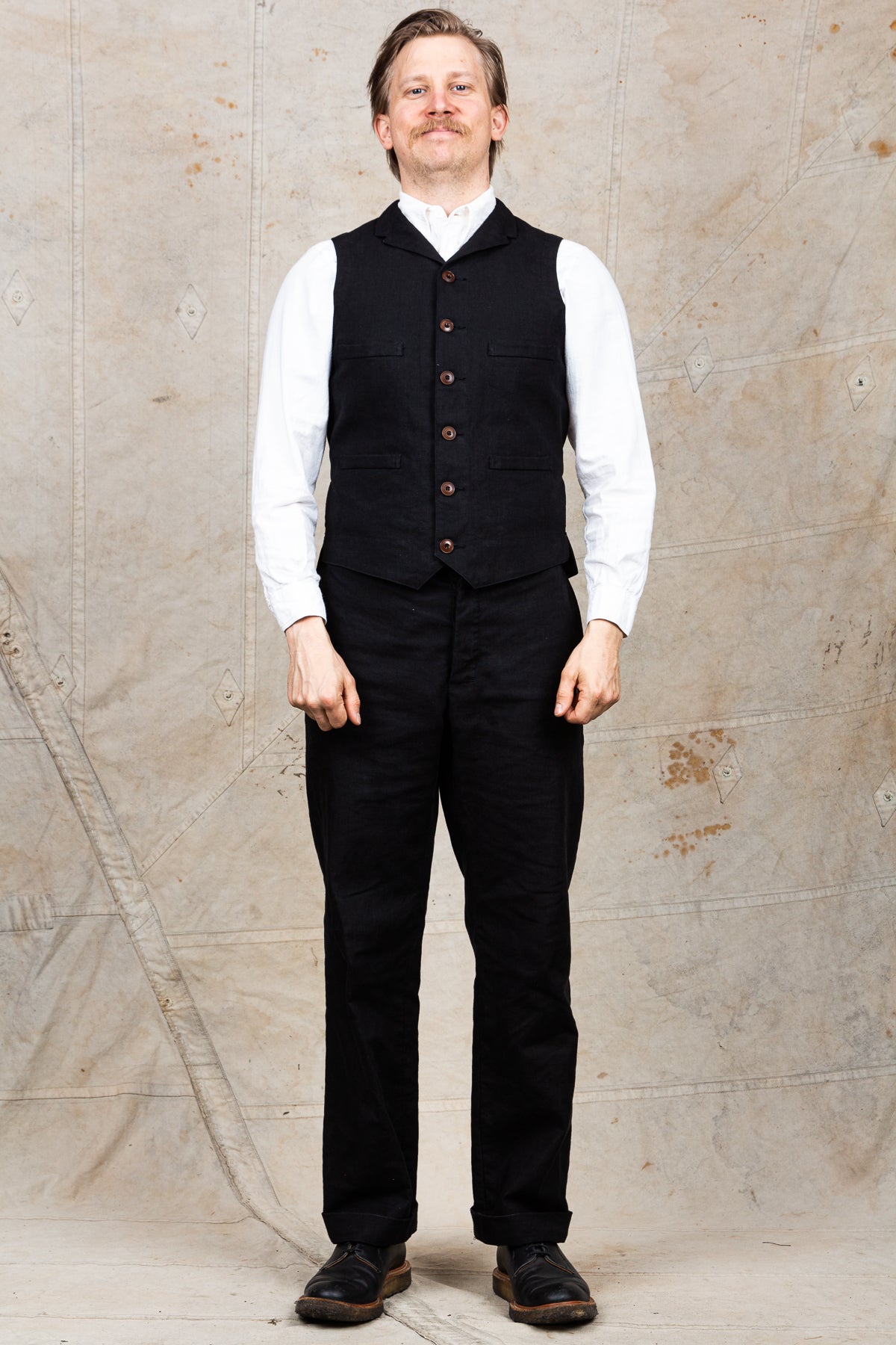 Second Hand Joe McCoy's Double Diamond Black Linen Vest