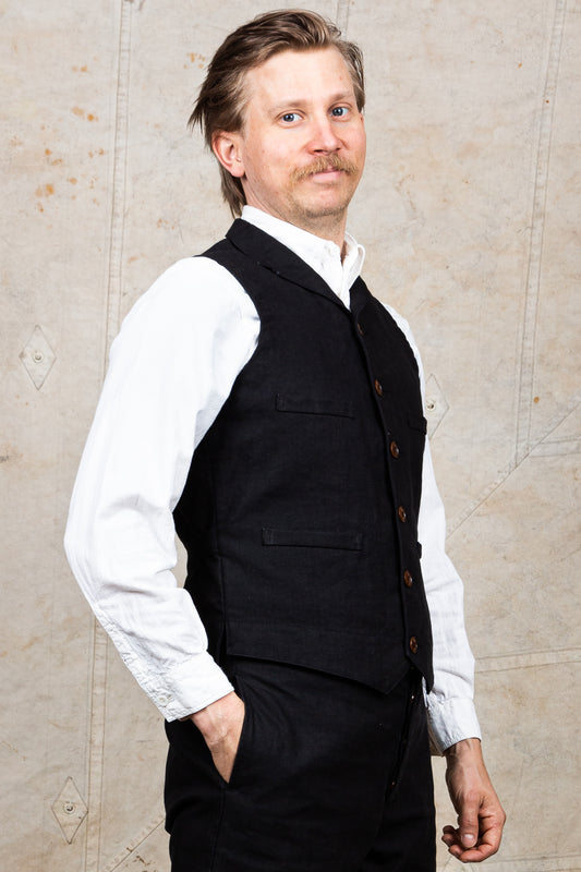 Second Hand Joe McCoy's Double Diamond Black Linen Vest