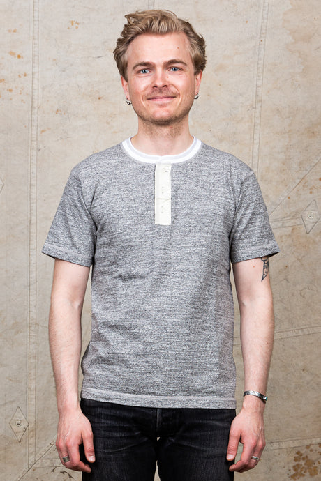 Buzz Rickson's Short Sleeve Henley T-shirt Heather Grey