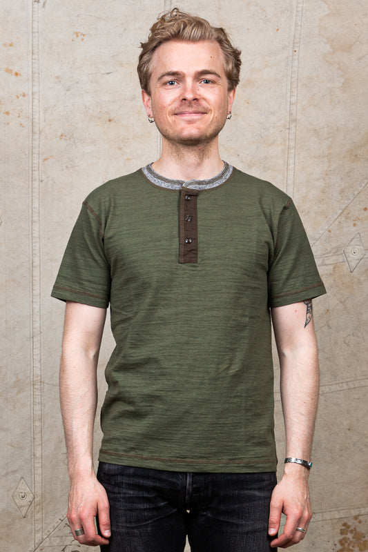 Buzz Rickson's Short Sleeve Henley T-shirt Olive