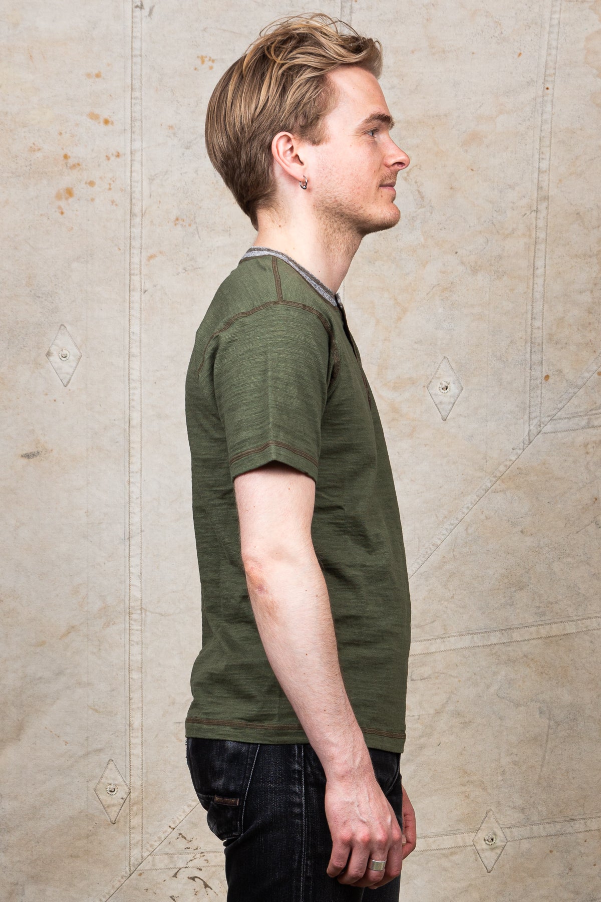 Buzz Rickson's Short Sleeve Henley T-shirt Olive