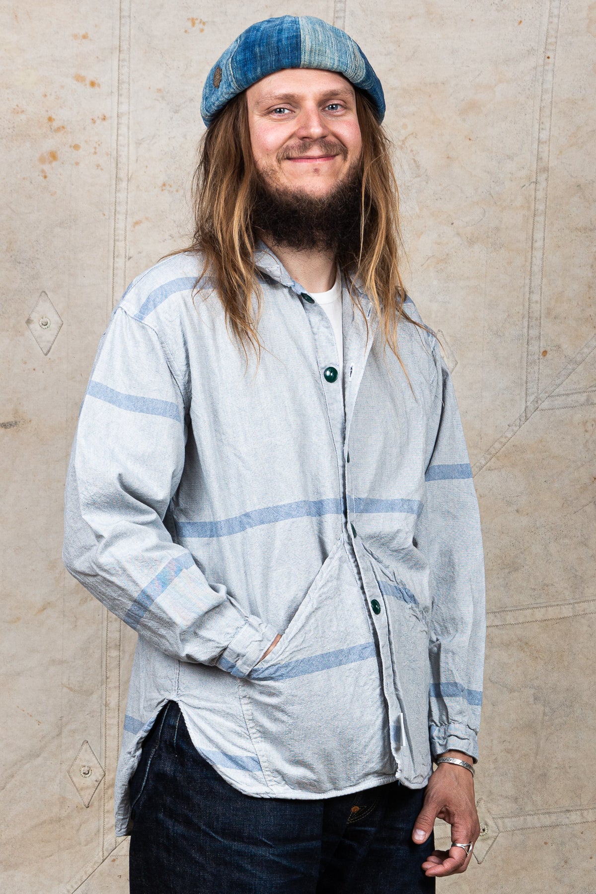 Tender Long Sleeve Wallaby Pocket Tail Shirt Rinsed Laundry Bag Cloth