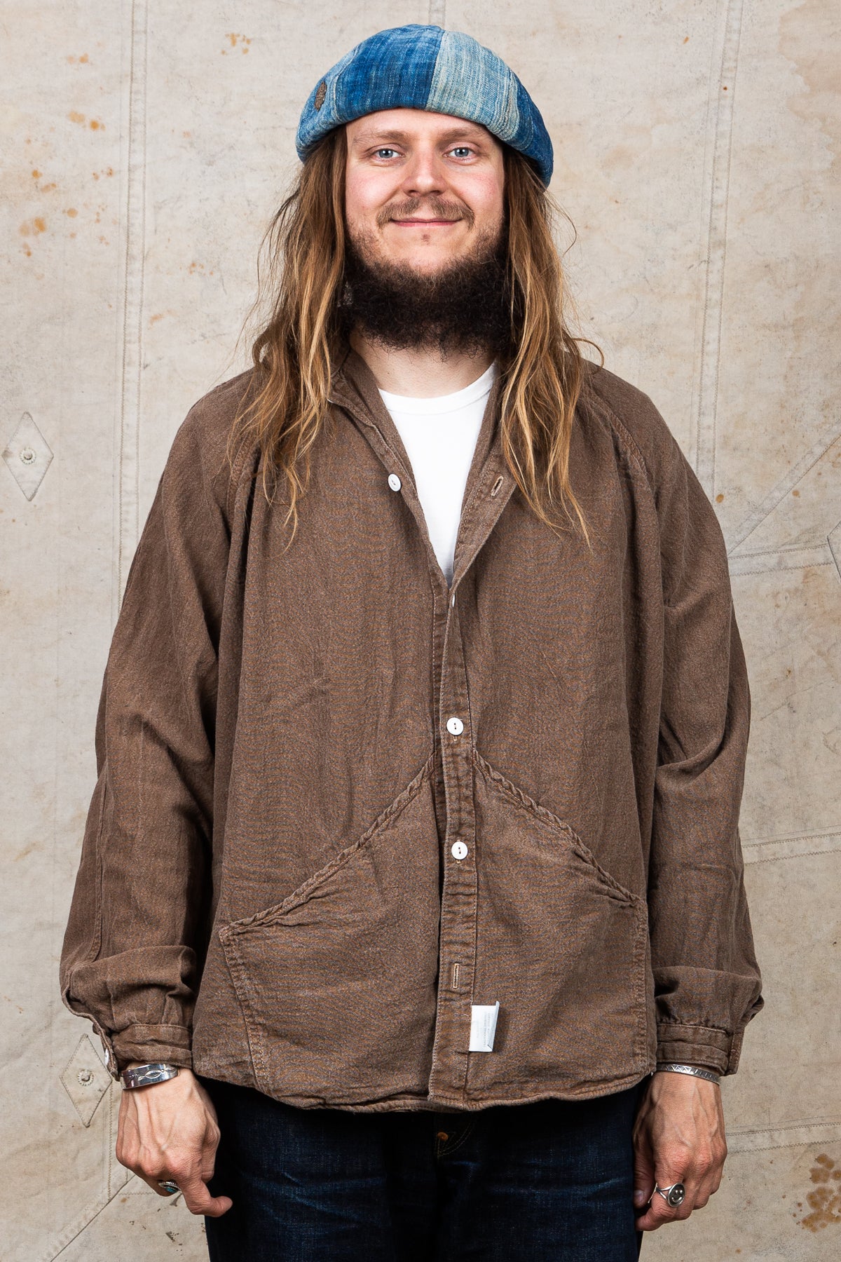 Tender Type 431 Long Sleeve Raglan Wallaby Shirt Walnut Dyed Wave Calico