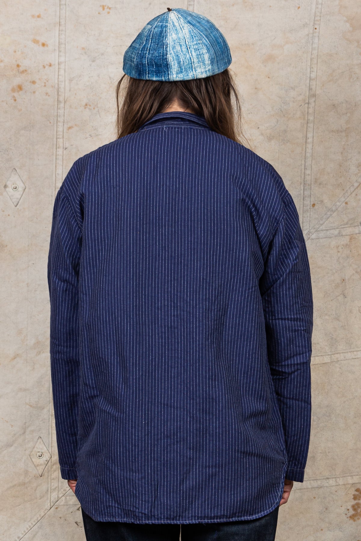 Tender Weaver's Stock Long Sleeved Tail Shirt Navy Pin Stripe