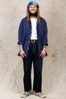 Tender Weaver's Stock Long Sleeved Tail Shirt Navy Pin Stripe