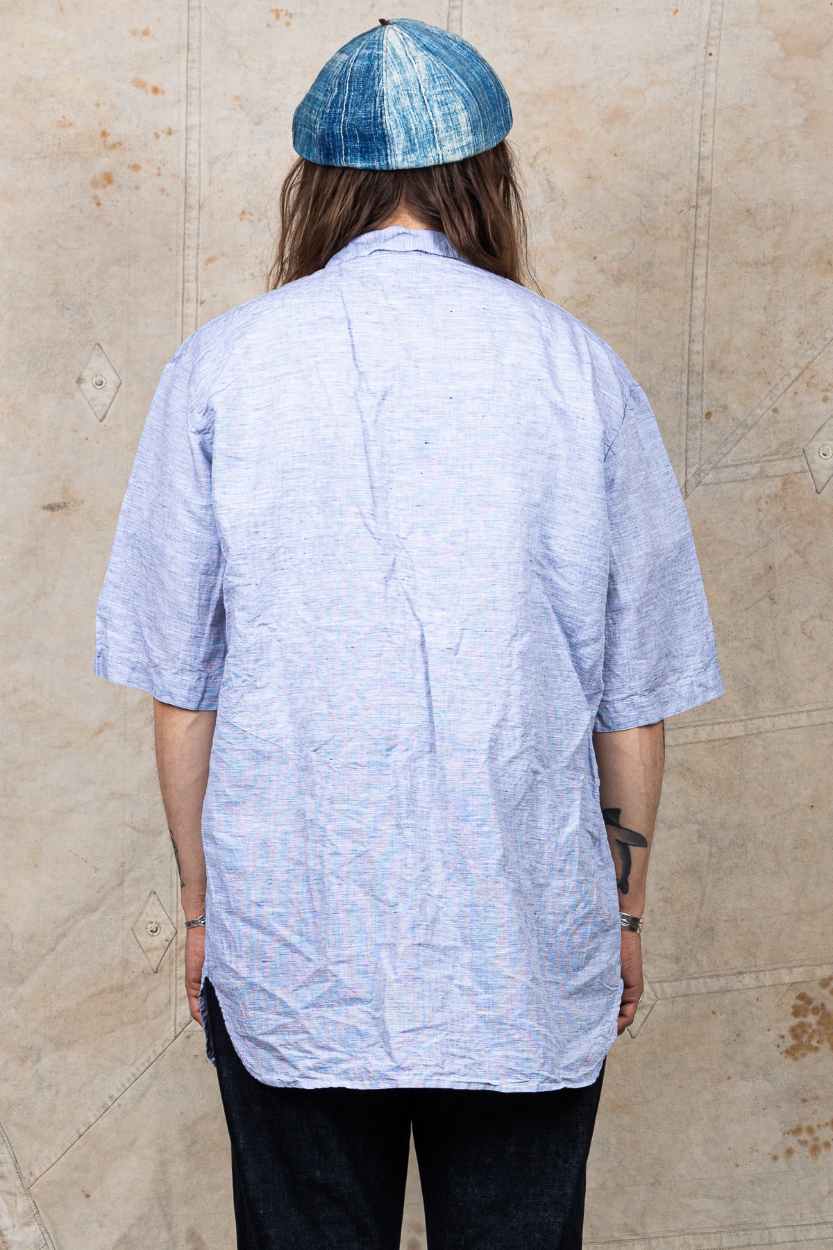 Tender Weaver's Stock Short Sleeved Tail Shirt Blue Hatch