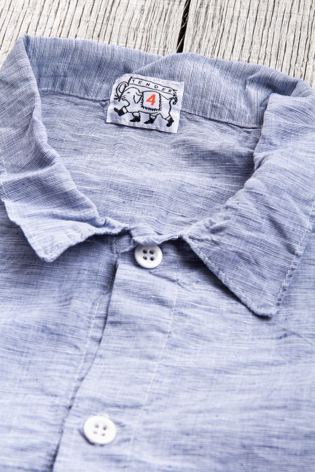 Tender Weaver's Stock Short Sleeved Tail Shirt Blue Hatch
