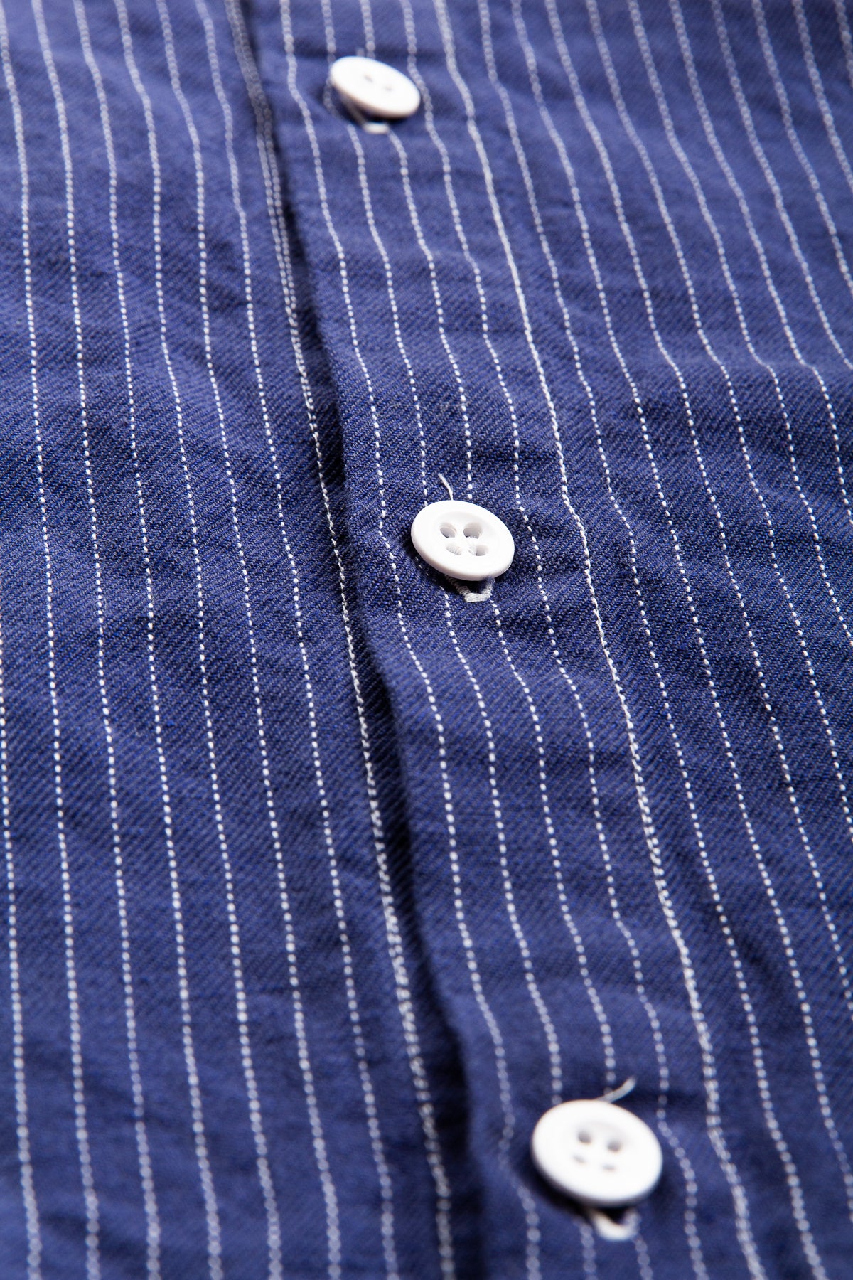 Tender Weaver's Stock Long Sleeved Tail Shirt Navy Pin Stripe