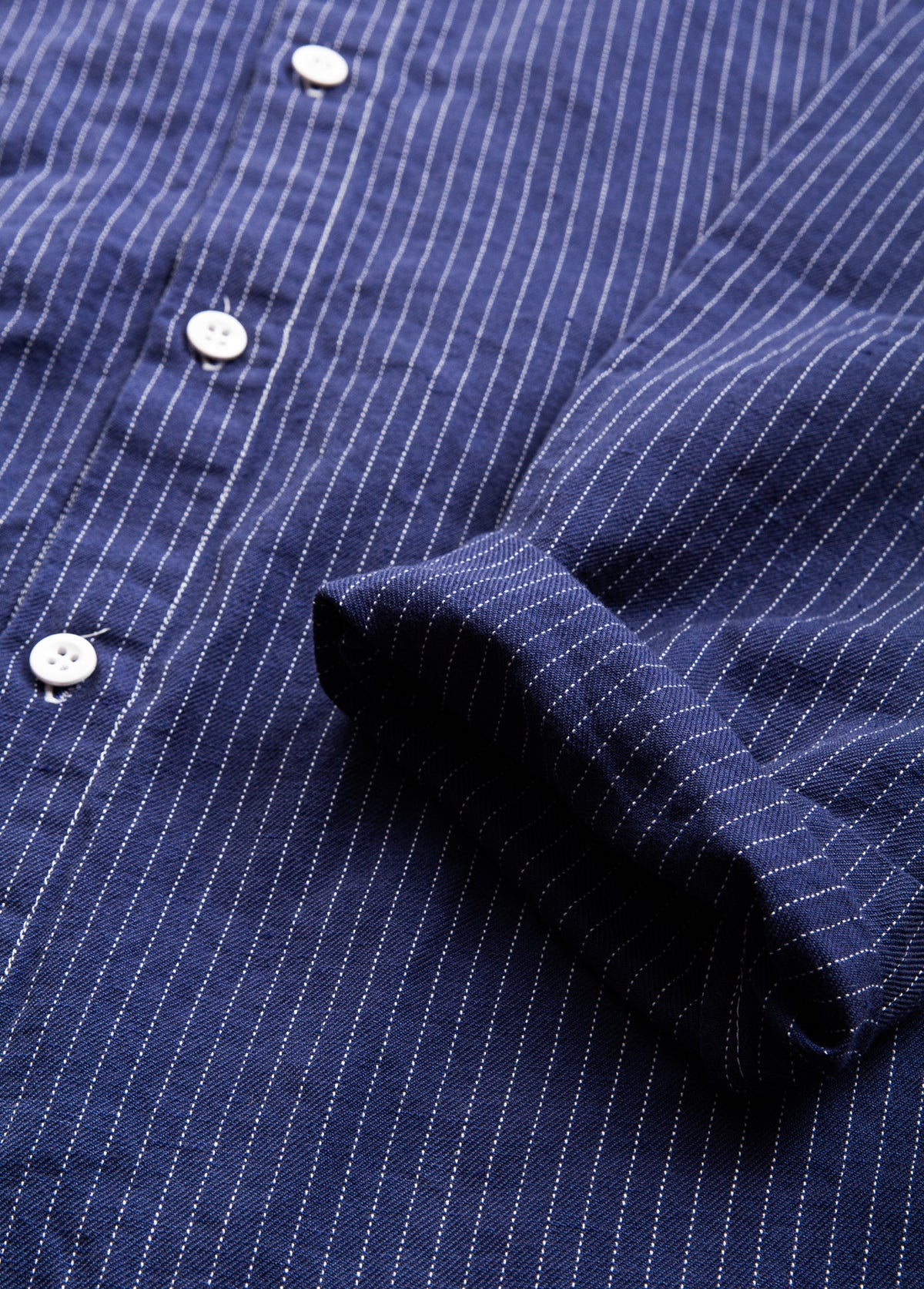Tender Weaver's Stock Long Sleeved Tail Shirt Navy Pin Stripe