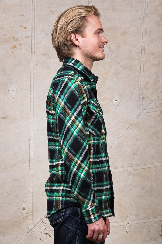 Indigofera Bryson Flannel Check Shirt Black/Green/Yellow