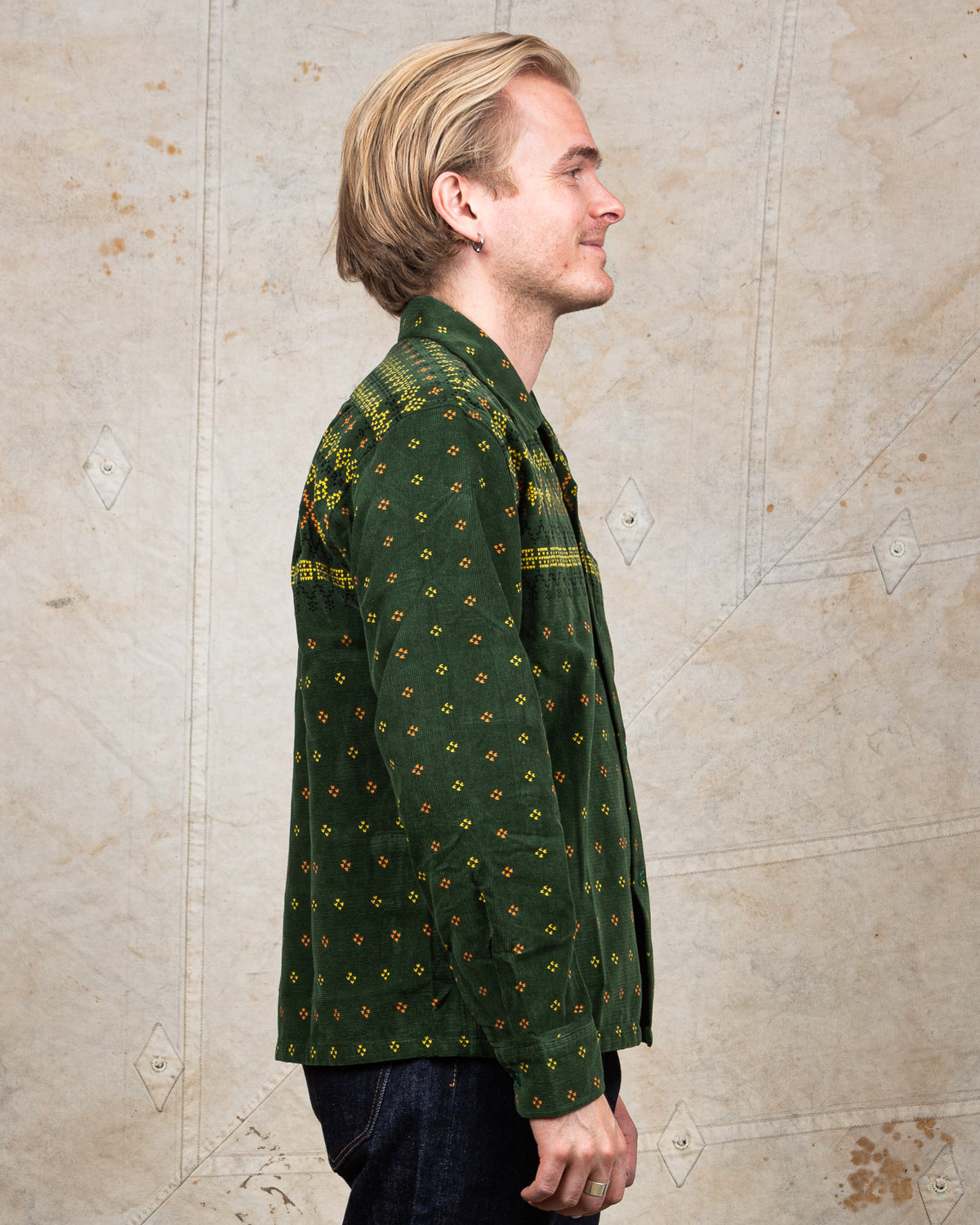 Sugar Cane  Style Eyes Corduroy Geometric Pattern Shirt
