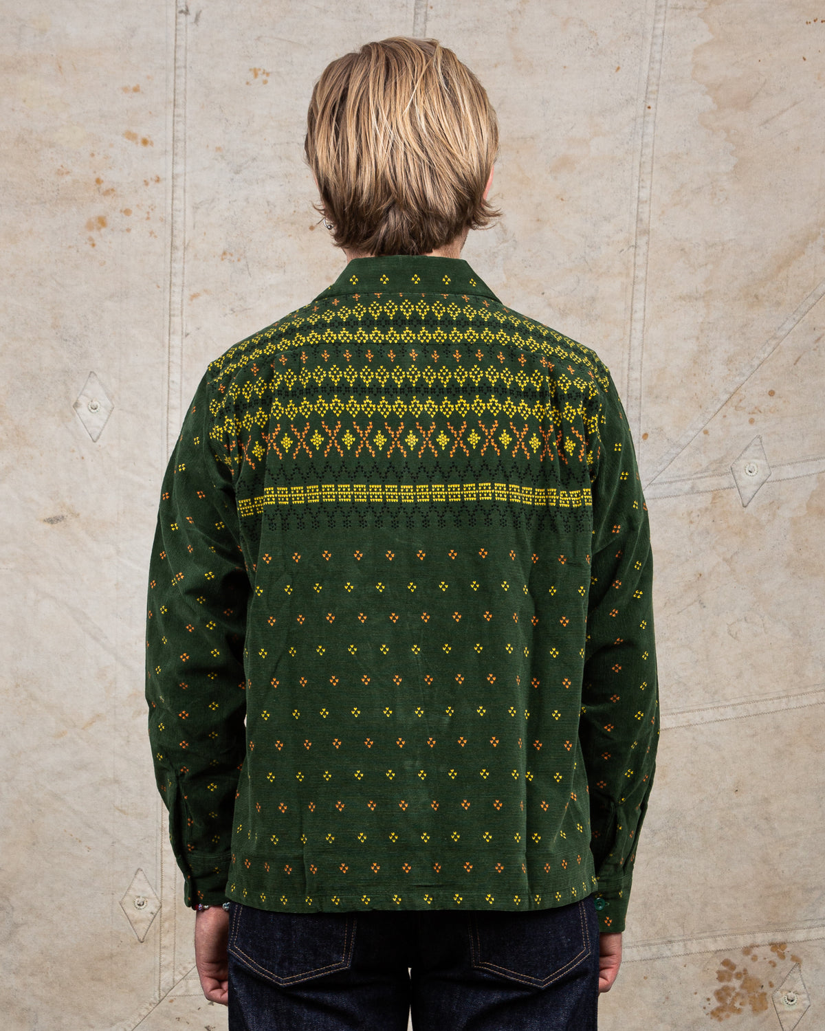 Sugar Cane  Style Eyes Corduroy Geometric Pattern Shirt