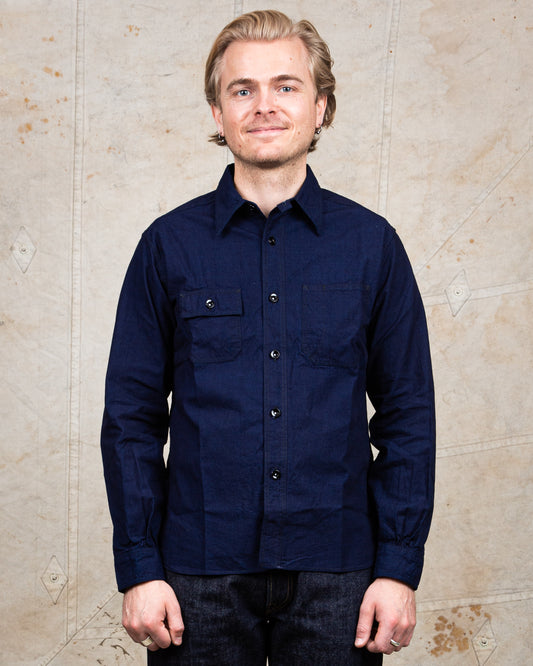 Sugar Cane & Co Fiction Romance 6oz. Indigo Chambray Work Shirt