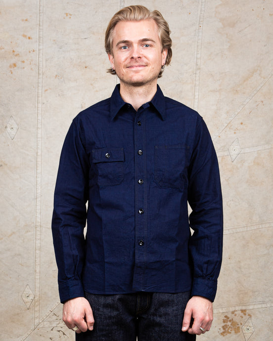 Sugar Cane & Co Fiction Romance 6oz. Indigo Chambray Work Shirt