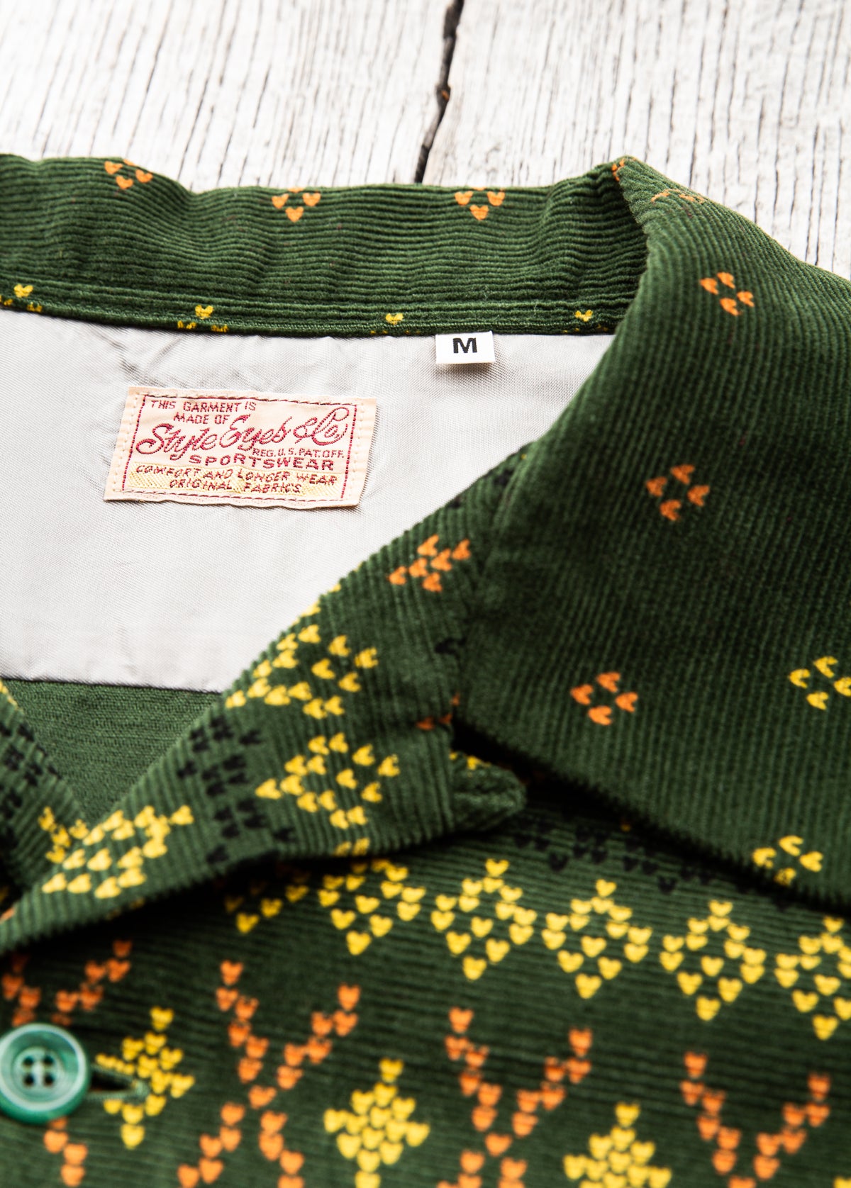 Sugar Cane  Style Eyes Corduroy Geometric Pattern Shirt