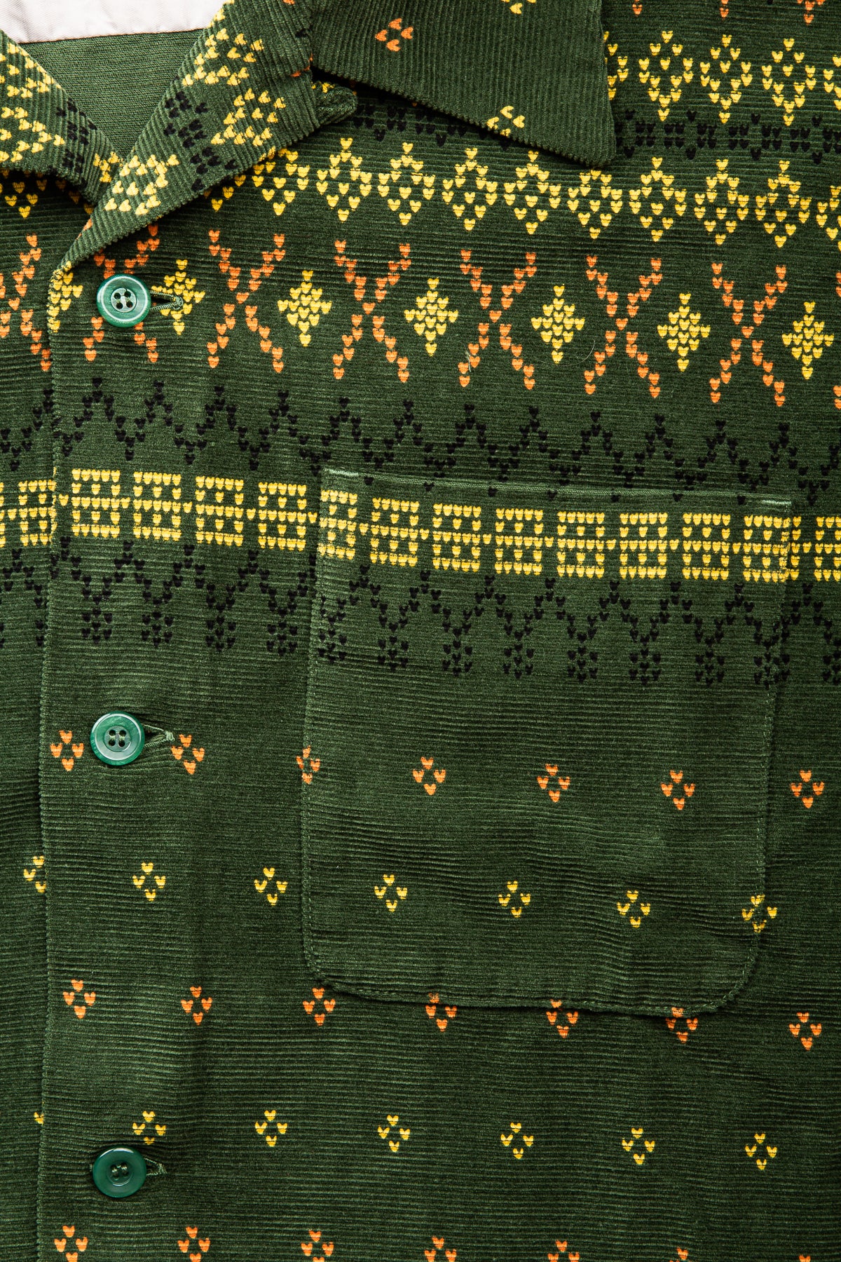 Sugar Cane  Style Eyes Corduroy Geometric Pattern Shirt