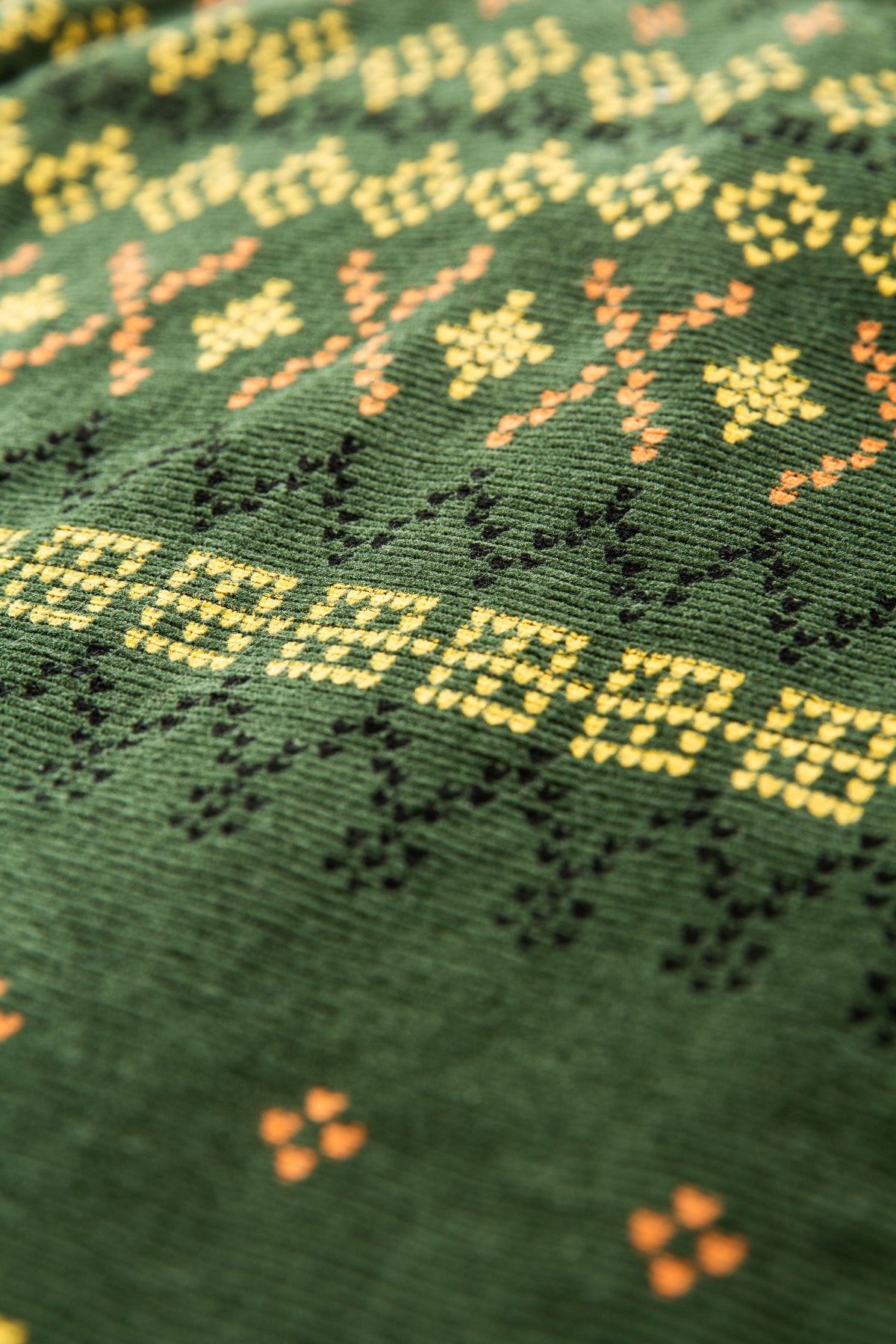 Sugar Cane  Style Eyes Corduroy Geometric Pattern Shirt