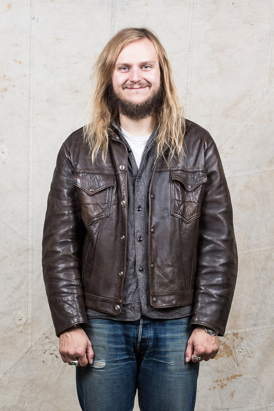 Original Vintage Levi's Shorthorn Big E Lined Leather Jacket