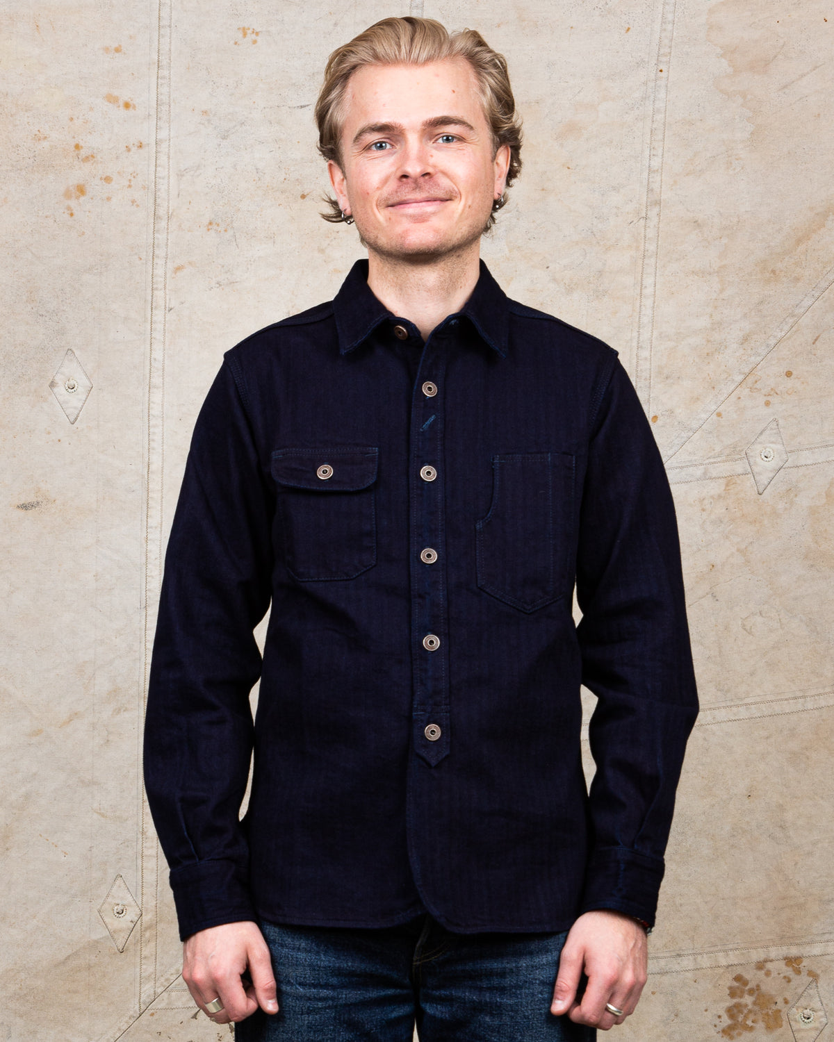 MOMOTARO JEANS Indigo HBT Work Shirt