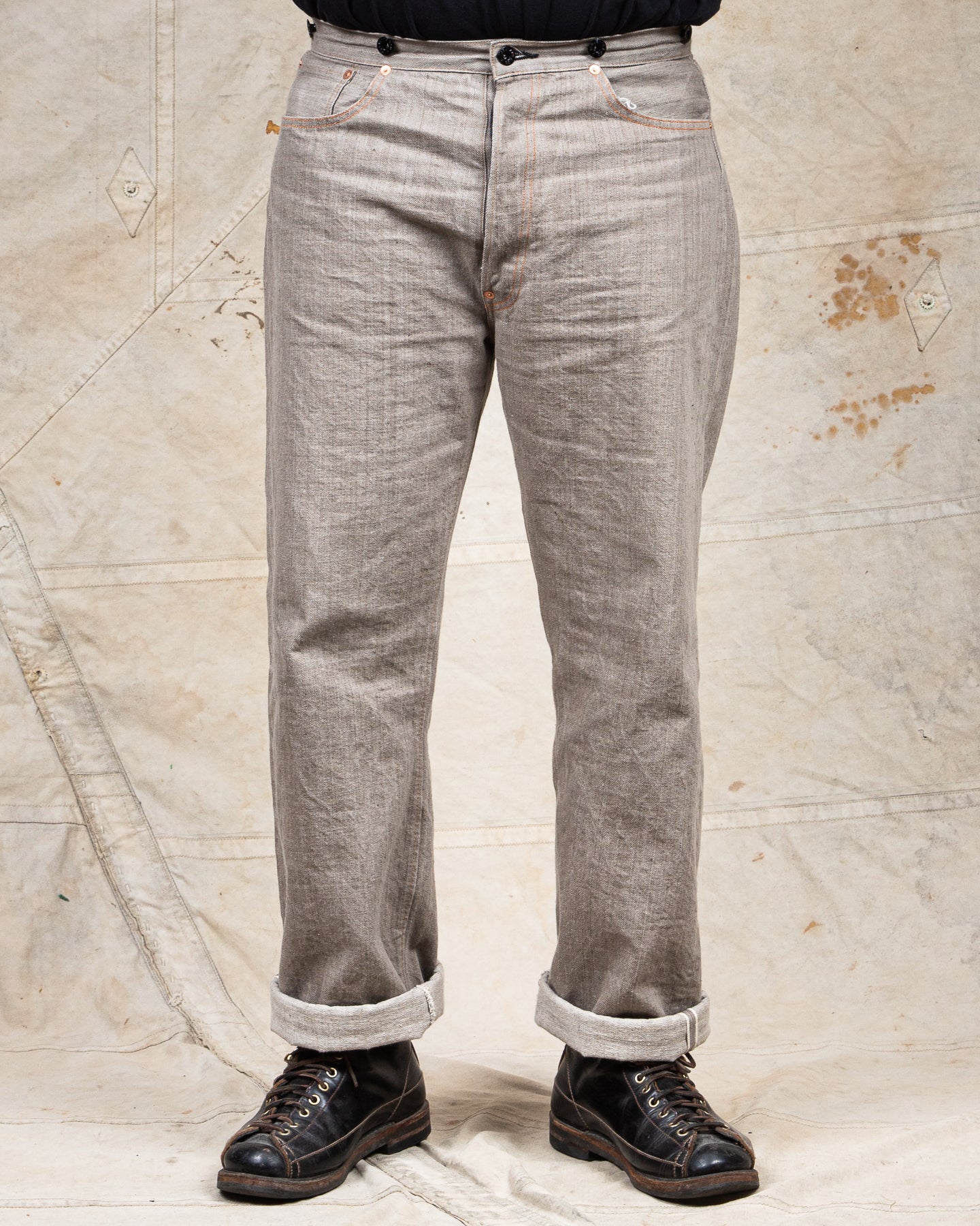 TCB jeans TCBジーンズ Two Cat's Waist Overall Logwood Brown