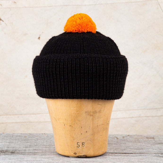 Heimat Mechanics Bobble Wool Hat Schwarz / Rescue Orange