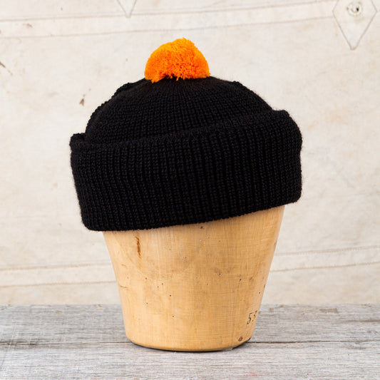Heimat Mechanics Bobble Wool Hat Schwarz / Rescue Orange