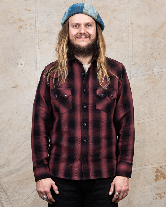 Indigofera Dollard Shirt Heavy Check Burgundy / Black