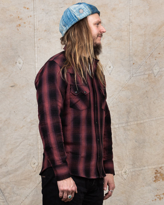 Indigofera Dollard Shirt Heavy Check Burgundy / Black